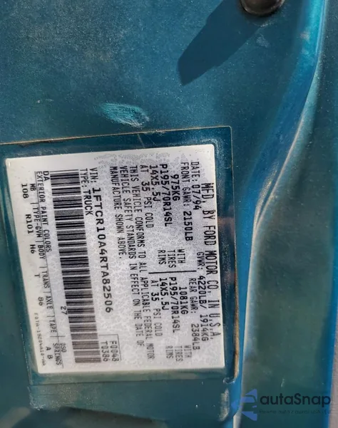 1994 Ford Ranger from USA, damaged, VIN 1FTCR10A4RTA82506